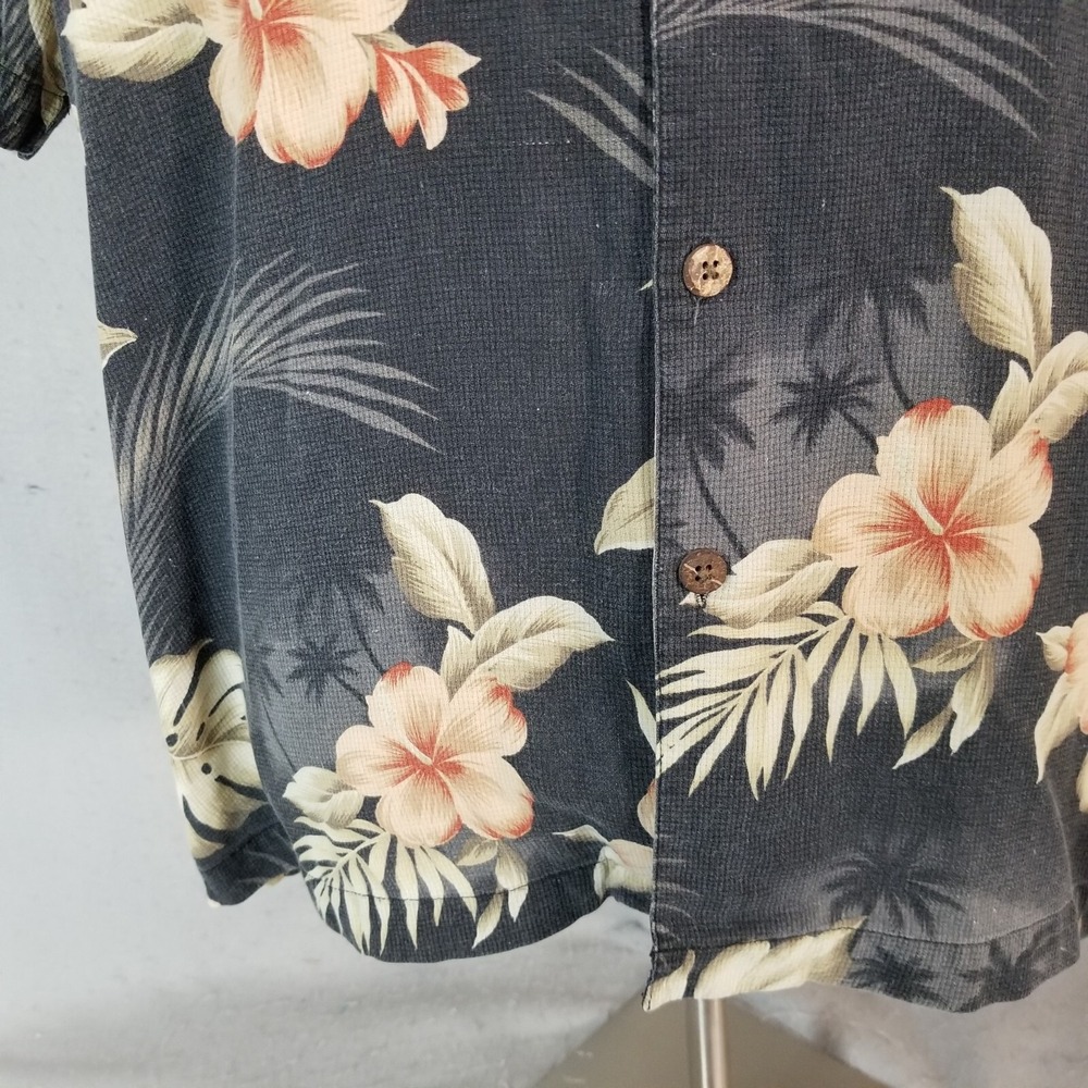 Boca classics shirt mens large gray Floral short sleeve silk Hawaiian Aloha Tiki - Picture 5 of 14
